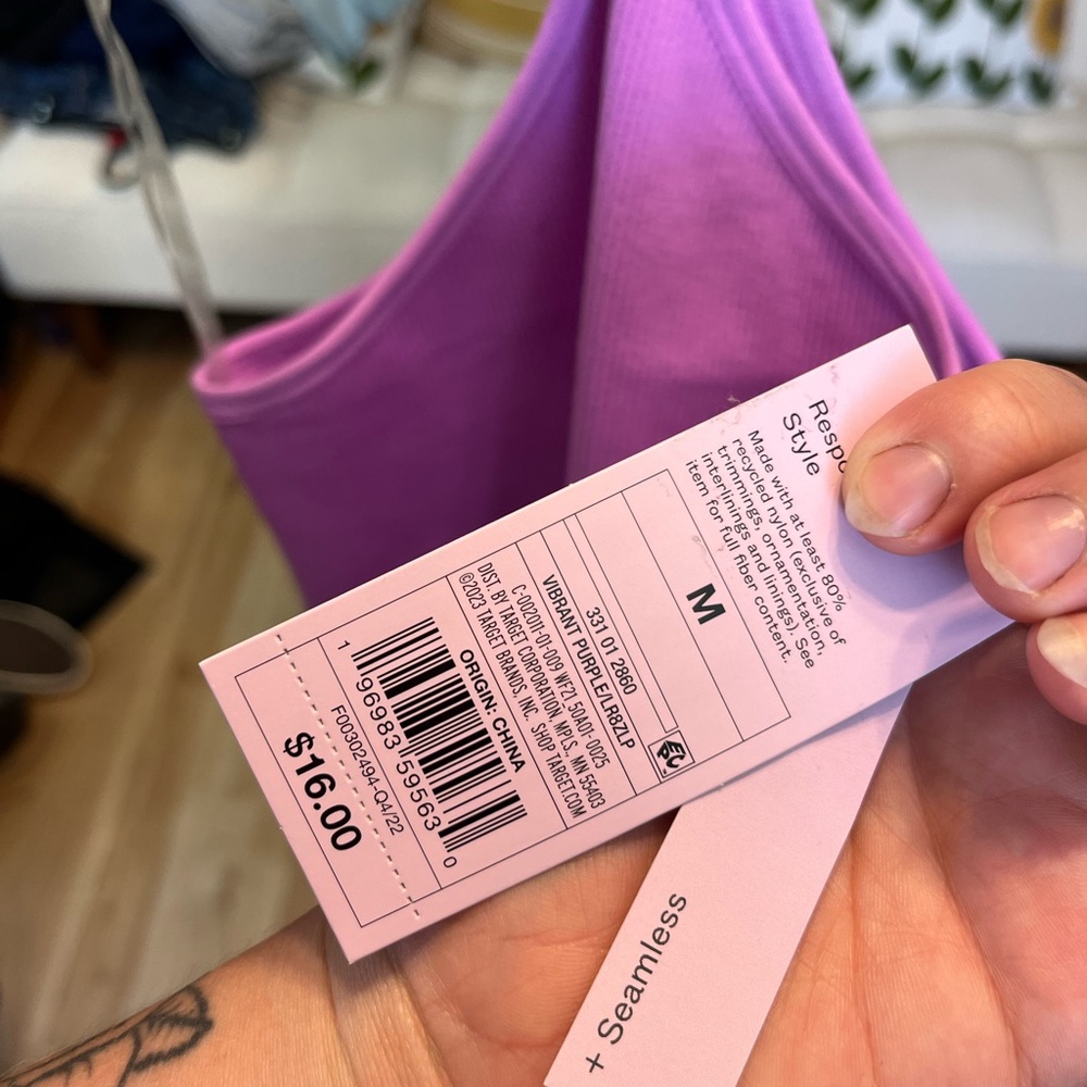 Target Purple Ribbed Racerback Tank Top - Picture 2 of 3